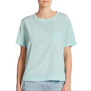 NWOT DKNY silk pocket tee shirt in cabana blue